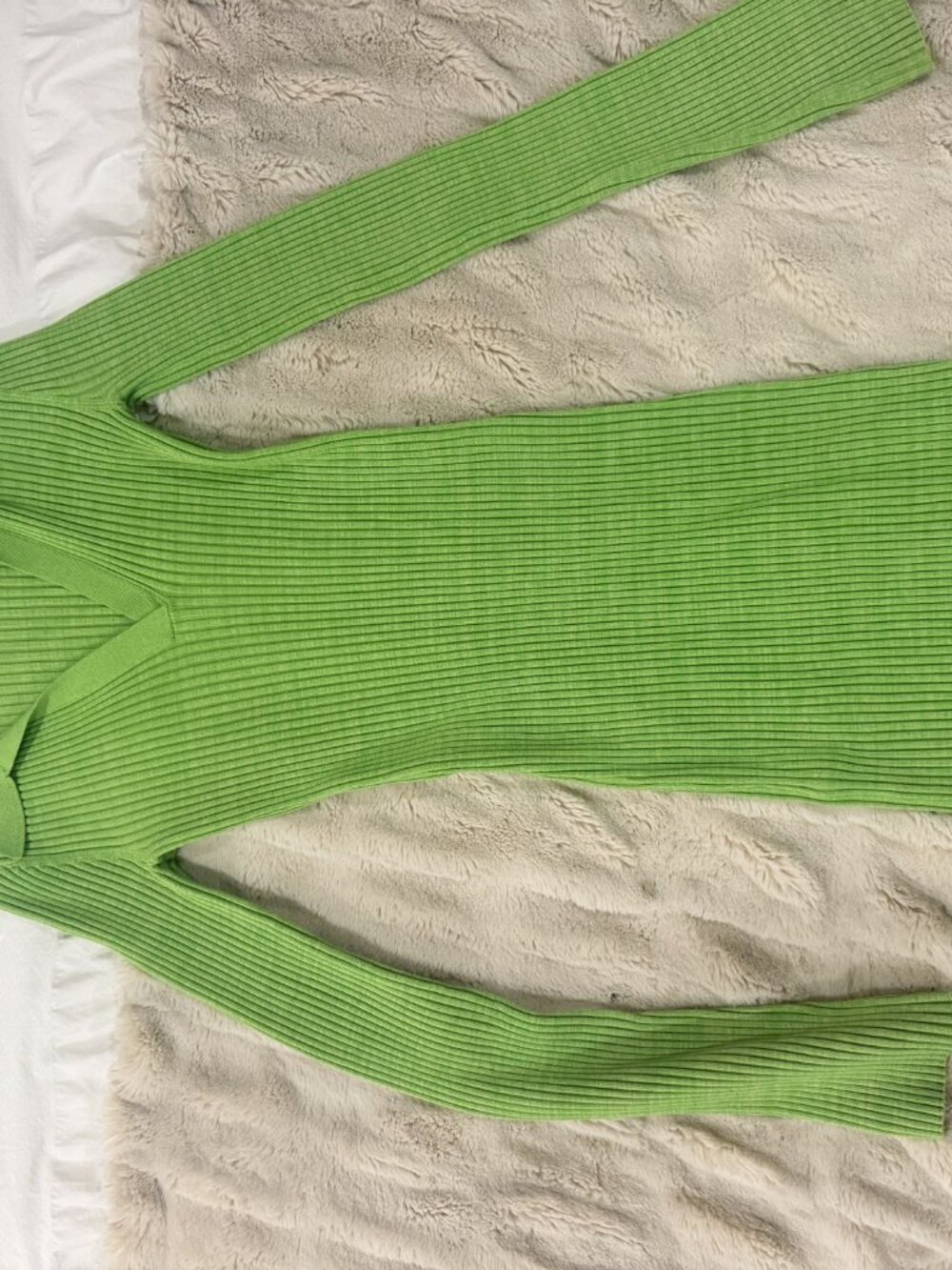Helmut Lang Ribbed Knit Polo Dress Lime Green XS NWOT